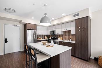 Modern kitchen at l seven apartments in san francisco, ca 94103